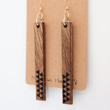 Load image into Gallery viewer, Huinakolu Triangle Kapa Hawaiian Koa Wood - 14k Gold Filled/ Sterling Silver Earrings
