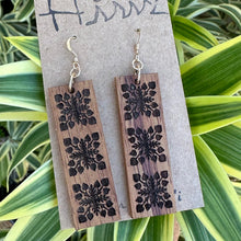 Load image into Gallery viewer, Anthurium Hawaiian Quilt Hawaiian Koa Wood - 14k Gold Filled/ Sterling Silver Earrings