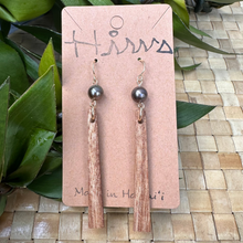 Load image into Gallery viewer, Natural Color Hawaiian Koa Wood & Tahitian Pearl - 14k Gold Filled Earrings