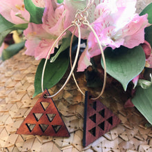 Load image into Gallery viewer, Maunakea Hawaiian Koa Wood - 14k Gold Filled/ Sterling Silver Hoop Earrings