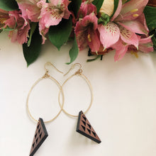 Load image into Gallery viewer, Maunakea Hawaiian Koa Wood - 14k Gold Filled/ Sterling Silver Hoop Earrings