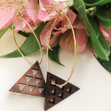 Load image into Gallery viewer, Maunakea Hawaiian Koa Wood - 14k Gold Filled/ Sterling Silver Hoop Earrings