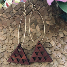 Load image into Gallery viewer, Maunakea Hawaiian Koa Wood - 14k Gold Filled/ Sterling Silver Hoop Earrings