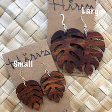 Load image into Gallery viewer, Monstera Hawaiian Koa Wood - 14k Gold Filled/ Sterling Silver Earrings