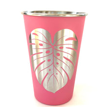 Load image into Gallery viewer, Monstera Laser Engraved Stainless Steel Pint Cup 16oz