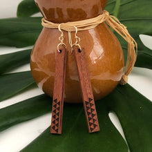 Load image into Gallery viewer, Huinakolu Triangle Kapa Hawaiian Koa Wood - 14k Gold Filled/ Sterling Silver Earrings