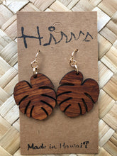 Load image into Gallery viewer, Baby Monstera Hawaiian Koa Wood - 14k Gold Filled/ Sterling Silver Earrings