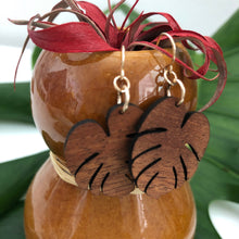 Load image into Gallery viewer, Baby Monstera Hawaiian Koa Wood - 14k Gold Filled/ Sterling Silver Earrings