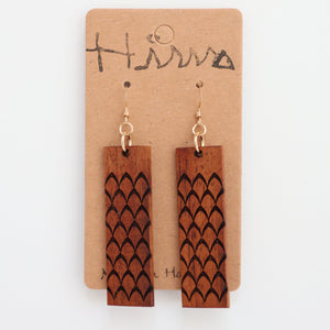 'Ahu 'ula Hawaiian Koa Wood - 14k Gold Filled/ Sterling Silver Earrings