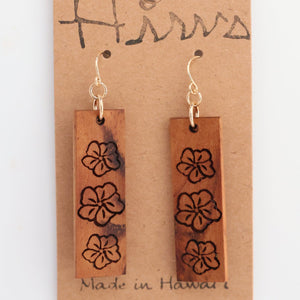 'Ilima Hawaiian Koa Wood - 14k Gold Filled/ Sterling Silver Earrings