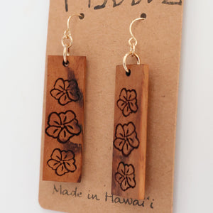 'Ilima Hawaiian Koa Wood - 14k Gold Filled/ Sterling Silver Earrings