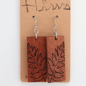 Laua'e Hawaiian Koa Wood - 14k Gold Filled/ Sterling Silver Earrings