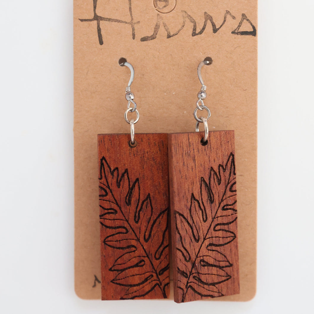 Laua'e Hawaiian Koa Wood - 14k Gold Filled/ Sterling Silver Earrings