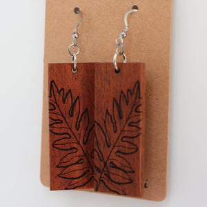 Laua'e Hawaiian Koa Wood - 14k Gold Filled/ Sterling Silver Earrings