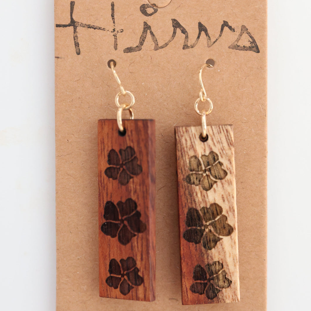 Pua Aloalo Hawaiian Koa Wood - 14k Gold Filled/ Sterling Silver Earrings
