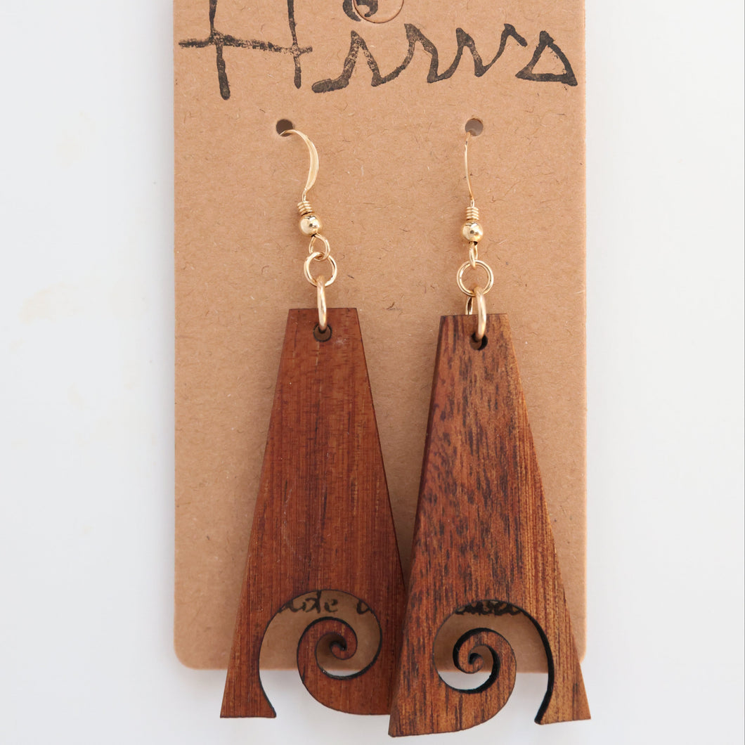 Nalu Hawaiian Koa Wood - 14k Gold Filled/ Sterling Silver Earrings