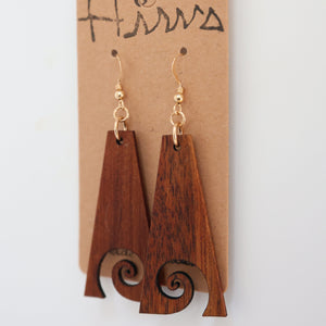Nalu Hawaiian Koa Wood - 14k Gold Filled/ Sterling Silver Earrings
