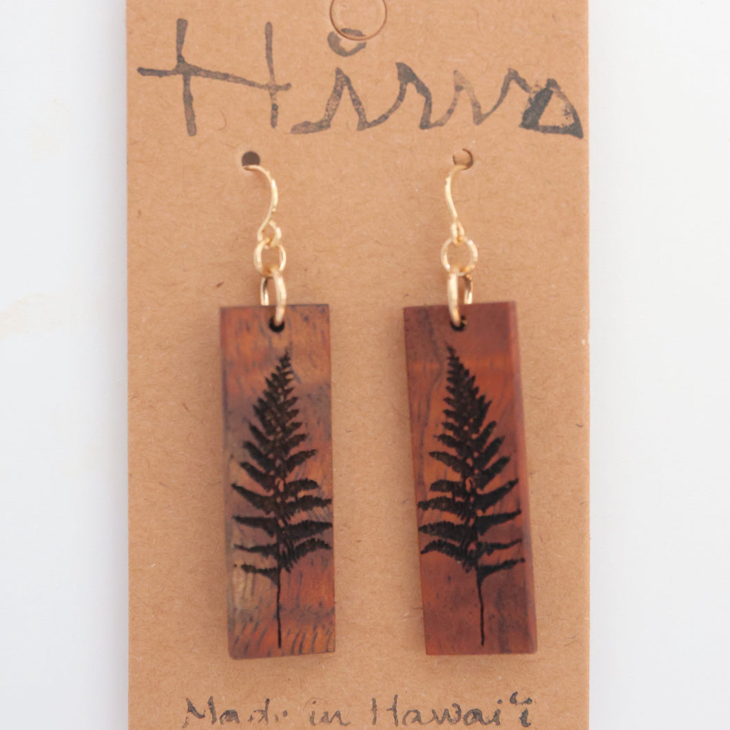 Palapalai Hawaiian Koa Wood - 14k Gold Filled/ Sterling Silver Earrings