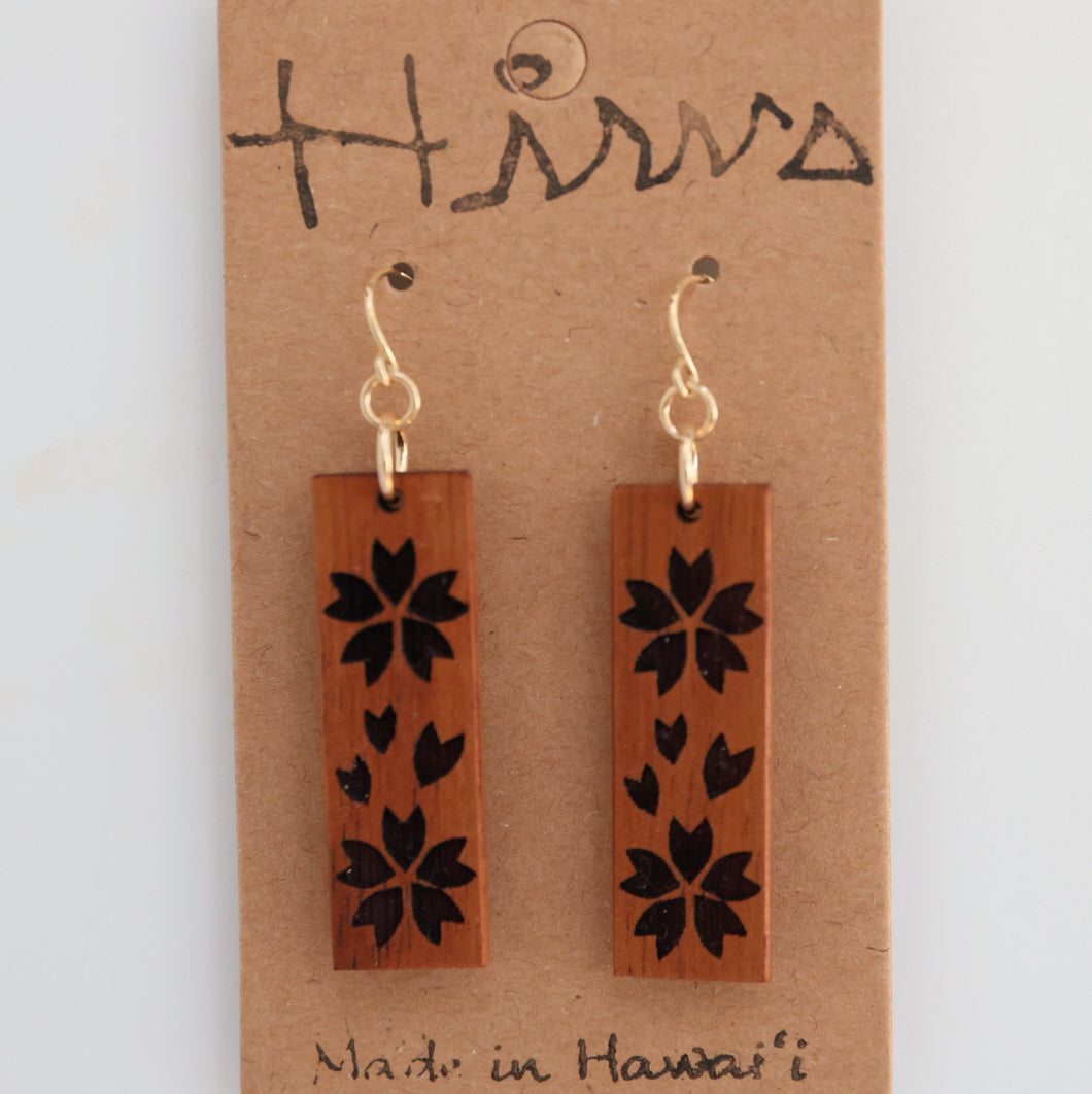 Sakura Hawaiian Koa Wood - 14k Gold Filled/ Sterling Silver Earrings
