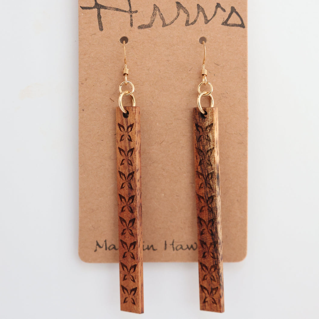 Pulelehua Hawaiian Koa Wood - 14k Gold Filled/ Sterling Silver Earrings