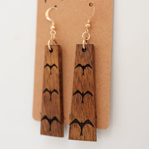 'Iwa Hawaiian Koa Wood - 14k Gold Filled/ Sterling Silver Earrings
