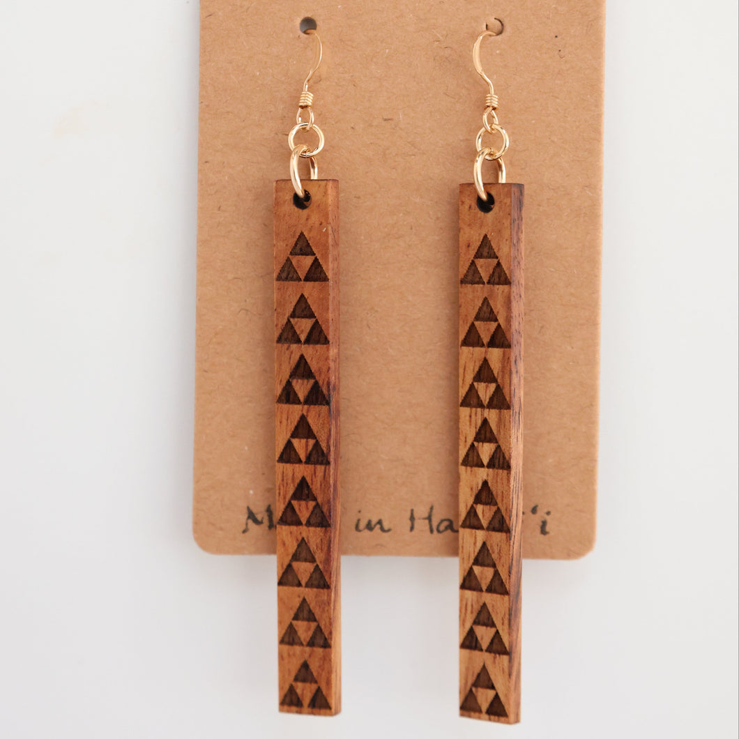 Mauna Hawaiian Koa Wood - 14k Gold Filled/ Sterling Silver Earrings