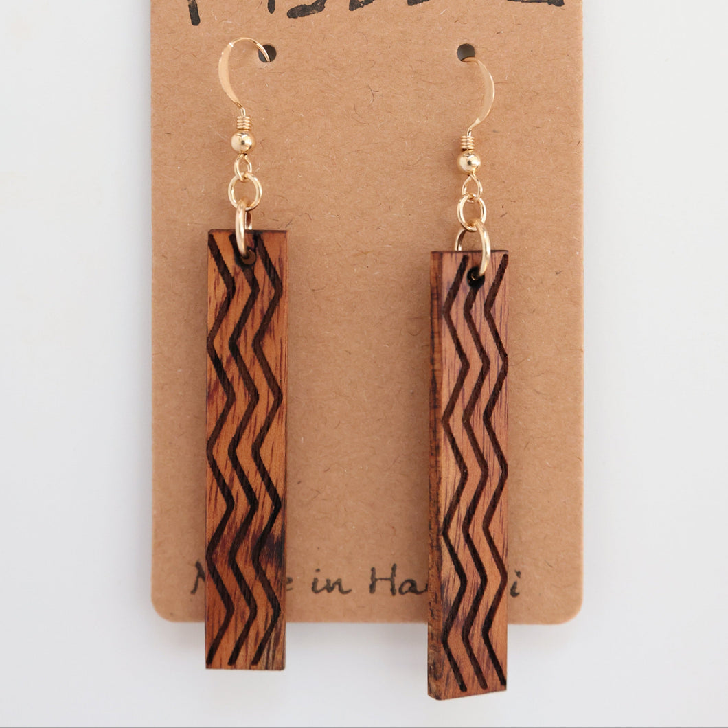 Wailele Hawaiian Koa Wood - 14k Gold Filled/ Sterling Silver Earrings