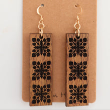 Load image into Gallery viewer, Anthurium Hawaiian Quilt Hawaiian Koa Wood - 14k Gold Filled/ Sterling Silver Earrings
