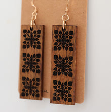 Load image into Gallery viewer, Anthurium Hawaiian Quilt Hawaiian Koa Wood - 14k Gold Filled/ Sterling Silver Earrings
