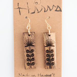 Lehua Hawaiian Koa Wood - 14k Gold Filled/ Sterling Silver Earrings