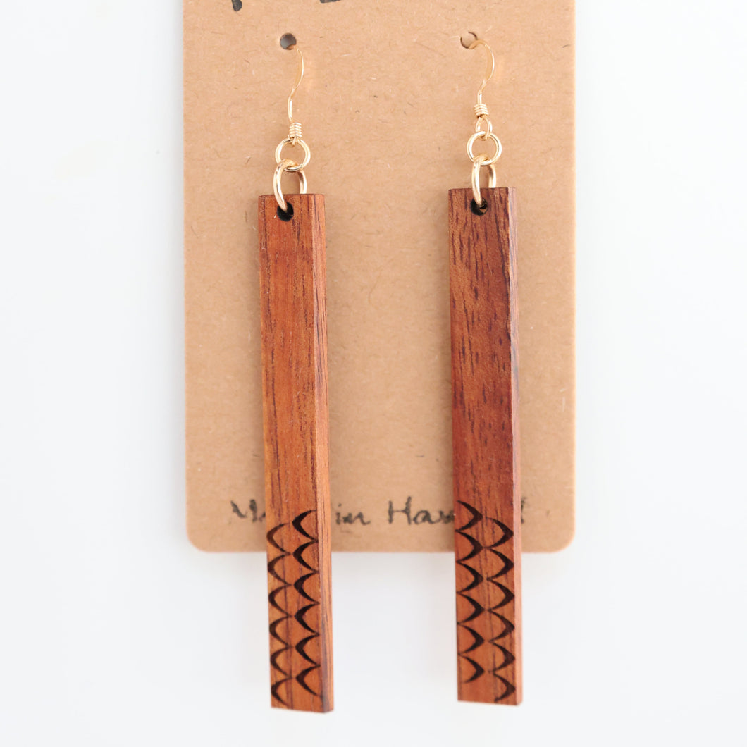 Hulu Half Hawaiian Koa Wood - 14k Gold Filled/ Sterling Silver Earrings