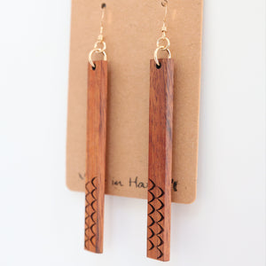 Hulu Half Hawaiian Koa Wood - 14k Gold Filled/ Sterling Silver Earrings