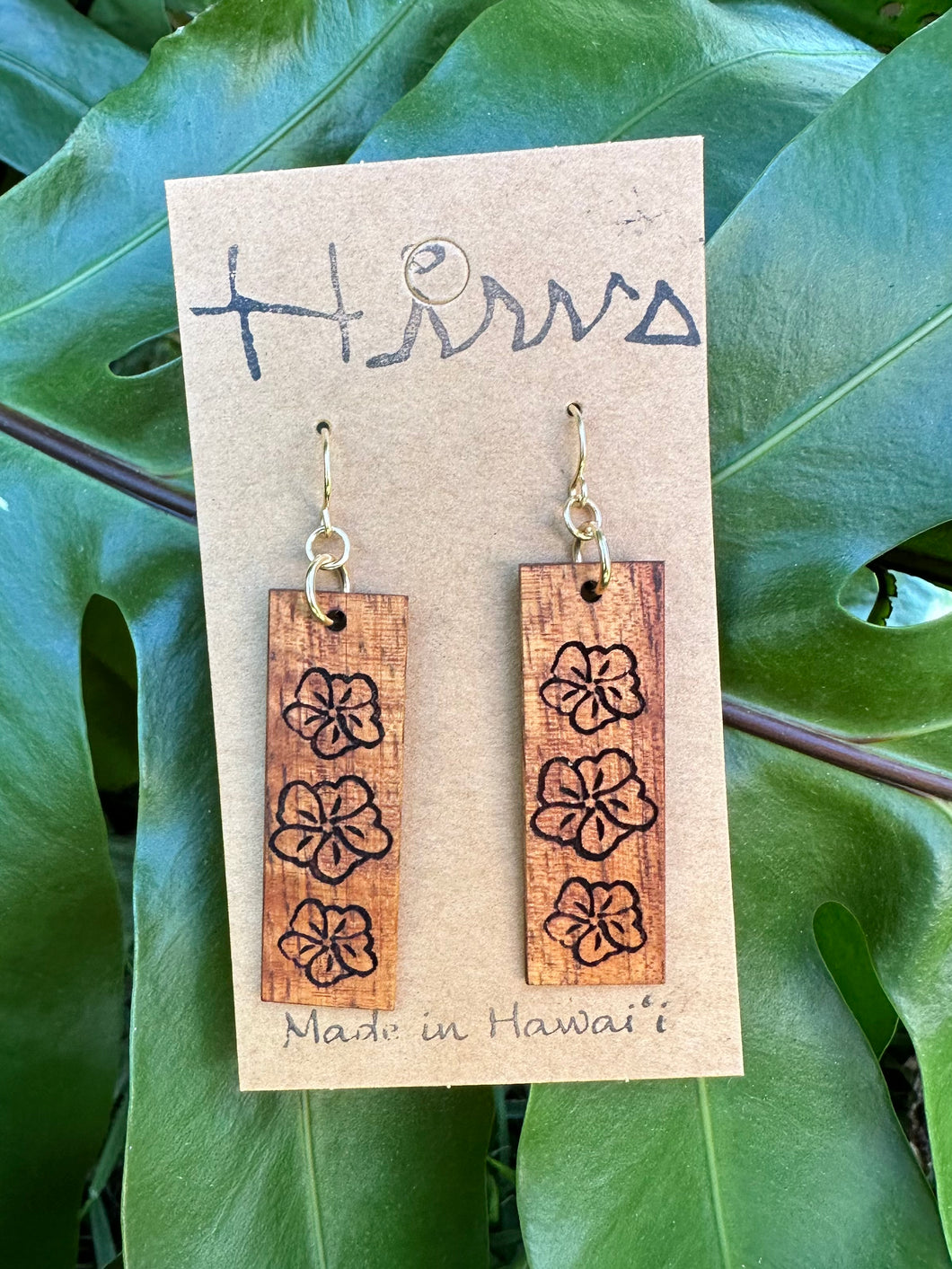 'Ilima Hawaiian Koa Wood - 14k Gold Filled/ Sterling Silver Earrings