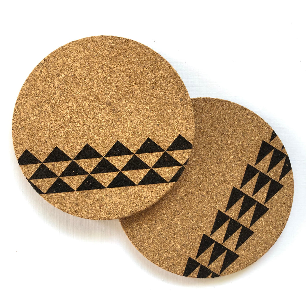Mauna and Niho Mano Print Cork Coasters Set of 4