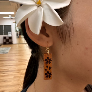 Sakura Hawaiian Koa Wood - 14k Gold Filled/ Sterling Silver Earrings