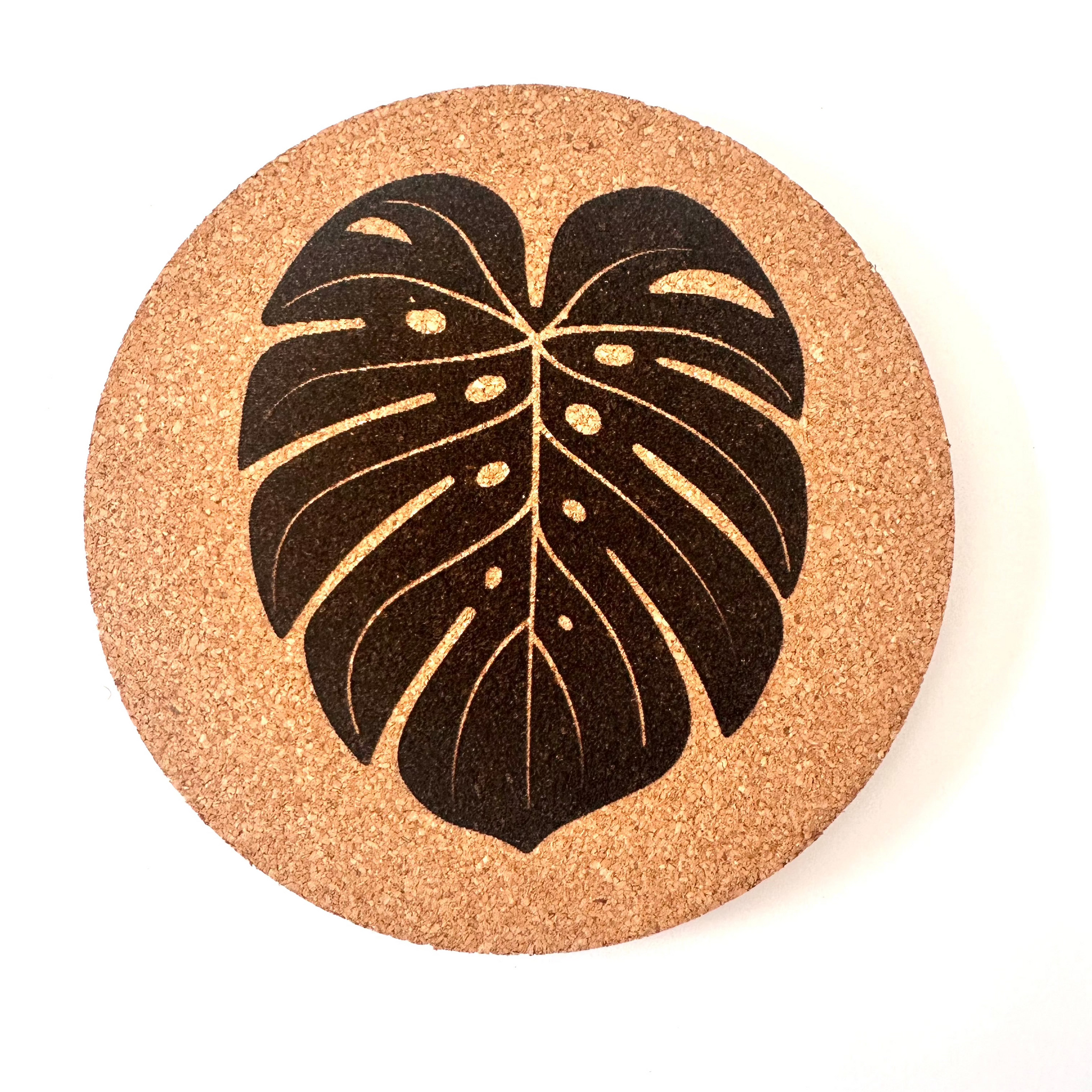monstera plant coasters Monstera Cork Coasters Set of 2 – Hiwa Creations