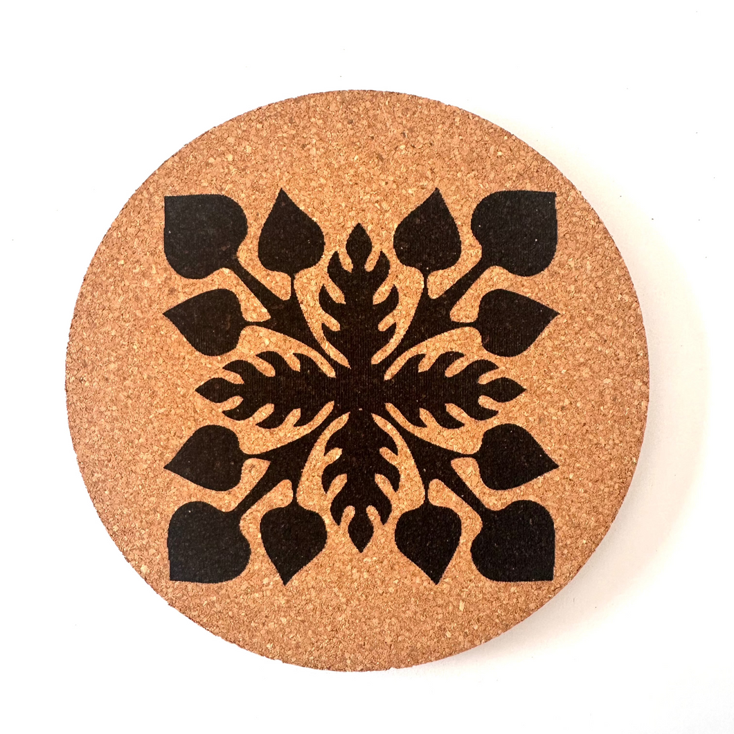 Anthrium Quilt Print Cork Coasters Set of 2