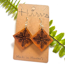 Load image into Gallery viewer, &#39;Ilima Quilt Hawaiian Koa Wood - 14k Gold Filled/ Sterling Silver Earrings
