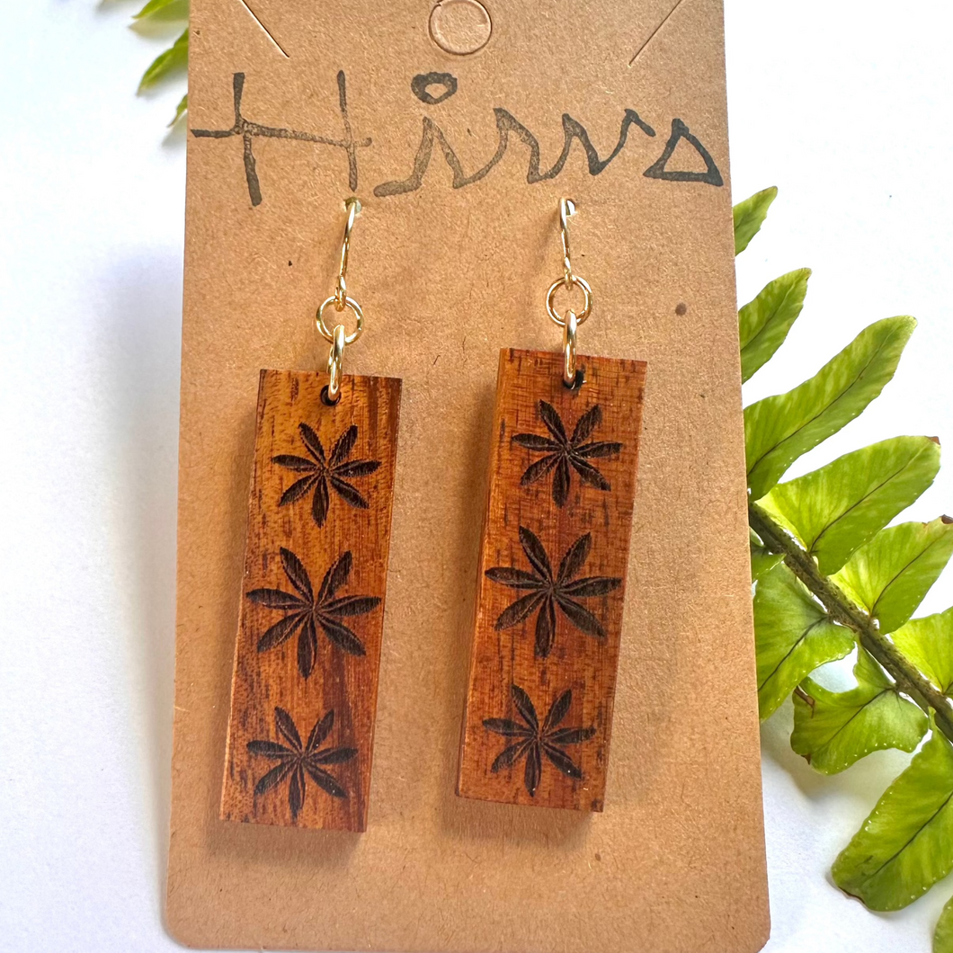 Tiare Hawaiian Koa Wood - 14k Gold Filled/ Sterling Silver Earrings