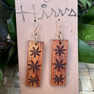 Tiare Hawaiian Koa Wood - 14k Gold Filled/ Sterling Silver Earrings