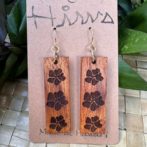 Pua Aloalo Hawaiian Koa Wood - 14k Gold Filled/ Sterling Silver Earrings