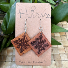 Load image into Gallery viewer, &#39;Ilima Quilt Hawaiian Koa Wood - 14k Gold Filled/ Sterling Silver Earrings
