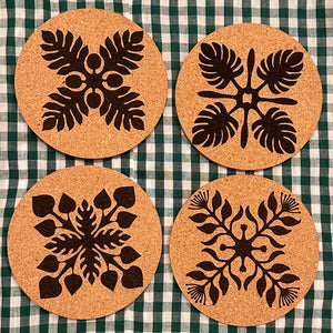 Quilt Print Cork Coasters Set of 4