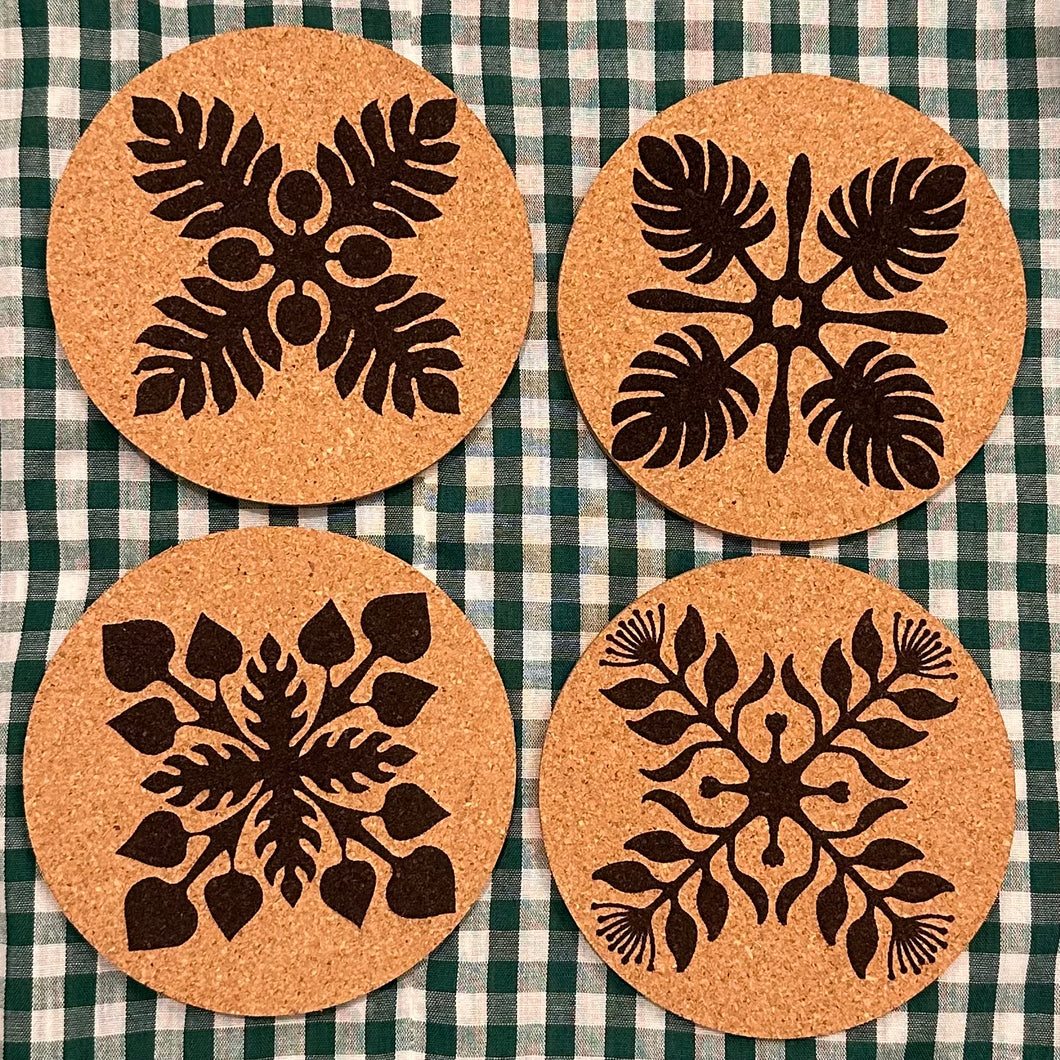 Kalo Print Cork Coasters Set of 2 – Hiwa Creations