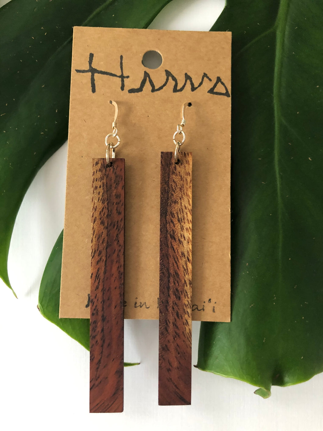 Natural Hawaiian Koa Wood #3- Sterling Silver Earrings
