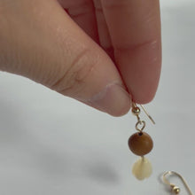Load and play video in Gallery viewer, Koa Wood and Mother of Pearl Pikake Bead- 14k Gold Filled Earrings
