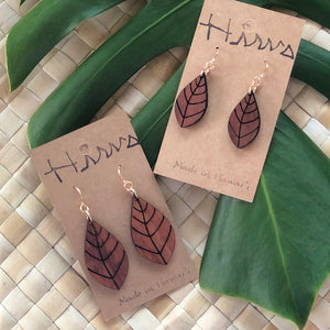 Lau Hawaiian Koa Wood - 14k Gold Filled/ Sterling Silver Earrings