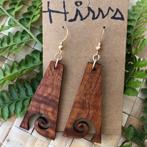 Nalu Hawaiian Koa Wood - 14k Gold Filled/ Sterling Silver Earrings
