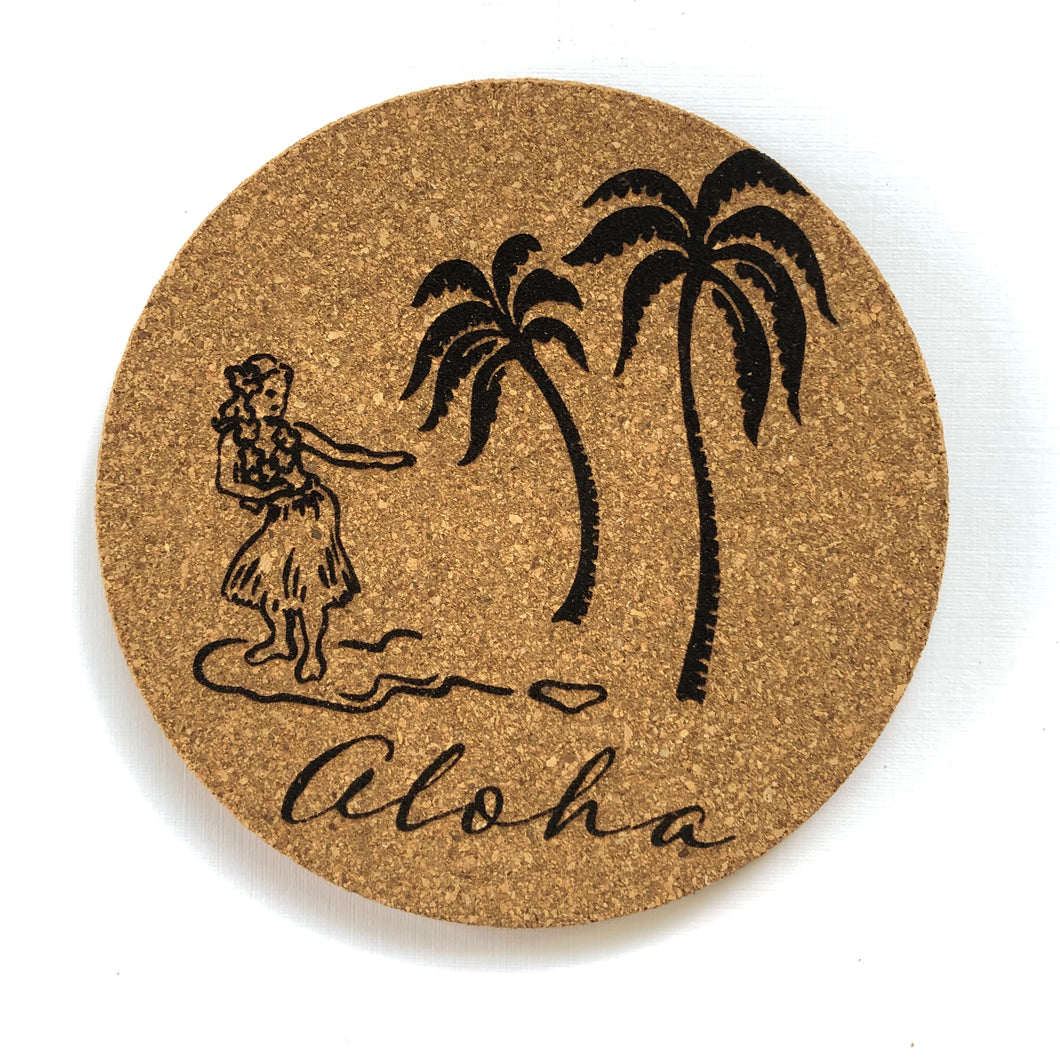 Aloha Print Cork Coasters Set of 2