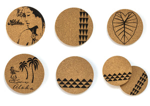 Aloha Wahine Print Cork Coasters Set of 2